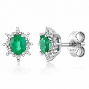 SOFIA arany fülbevaló smaragddal és gyémántokkal 0,05 ct H / I  fülbevaló PAK12158W