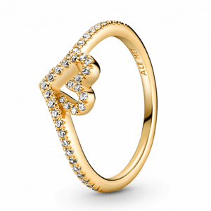 PANDORA aranyozott Csillogó kívánság és szív gyűrű  gyűrű 169302C01