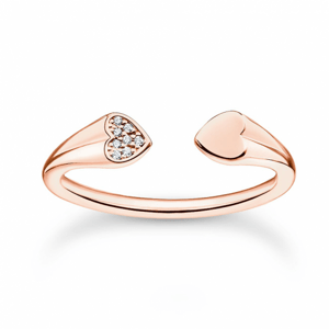 THOMAS SABO női ezüst gyűrű Hearts rose gold szokatlan nyitott kivitelben  gyűrű TR2392-416-14