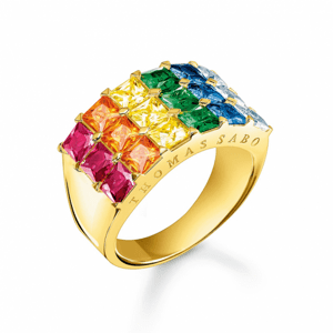 THOMAS SABO gyűrű Colourful stones pavé gold  gyűrű TR2359-996-7