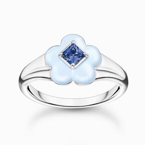 THOMAS SABO gyűrű Flower with blue stone  gyűrű TR2433-496-1