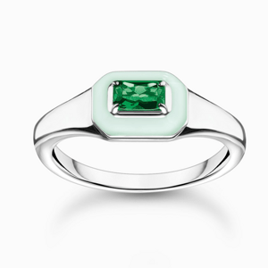 THOMAS SABO gyűrű Green stone silver  gyűrű TR2434-496-6