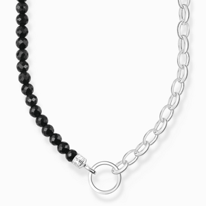 THOMAS SABO charm nyaklánc Black onyx beads and chain links silver  nyaklánc KE2188-130-11