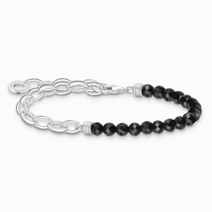 THOMAS SABO charm karkötő Black onyx beads and chain links  karkötő A2098-130-11
