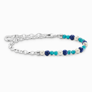 THOMAS SABO charm karkötő Blue beads, pearls and chain links  karkötő A2100-056-7