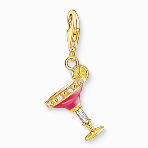 THOMAS SABO charm medál Red cocktail glass gold  medál 1931-565-9