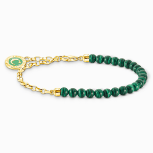 THOMAS SABO báj karkötő Zöld gyöngyök arany  karkötő A2130-140-6