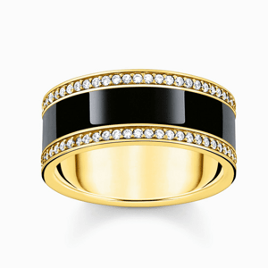 THOMAS SABO gyűrű Szíjgyűrű fekete zománccal és cirkóniával  gyűrű TR2446-565-11