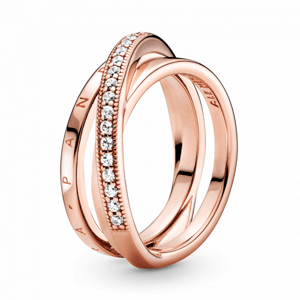 PANDORA aranyozott Összefonódó pavé karikagyűrű  gyűrű 189057C01