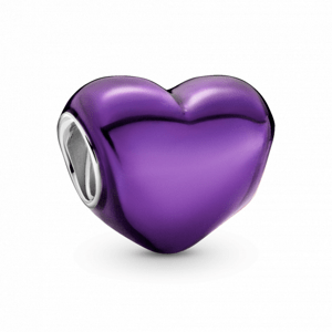PANDORA Metál hatású lila szív charm