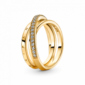 PANDORA aranyozott Összefonódó pavé karikagyűrű  gyűrű 169057C01