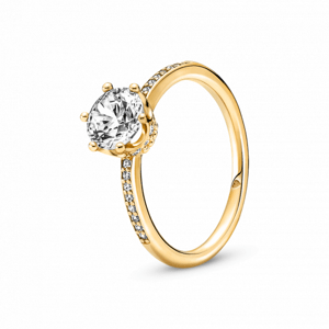 PANDORA aranyozott Ragyogó áttetsző korona szoliter gyűrű  gyűrű 168289C01