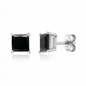 SOFIA ezüst fülbevaló fekete cirkóniával  fülbevaló S99-5x5BL+S99-5x5BL